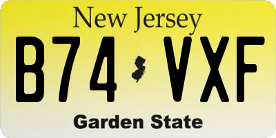 NJ license plate B74VXF