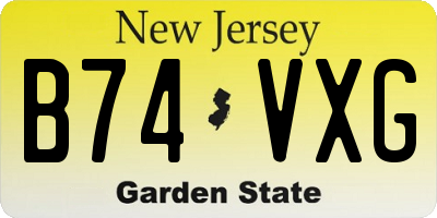 NJ license plate B74VXG