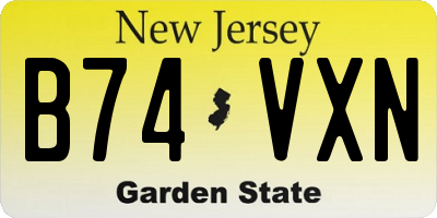 NJ license plate B74VXN