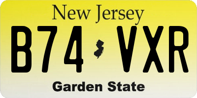 NJ license plate B74VXR