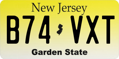NJ license plate B74VXT