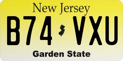 NJ license plate B74VXU