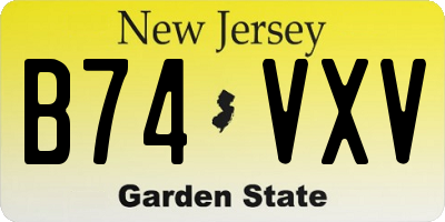 NJ license plate B74VXV