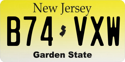 NJ license plate B74VXW