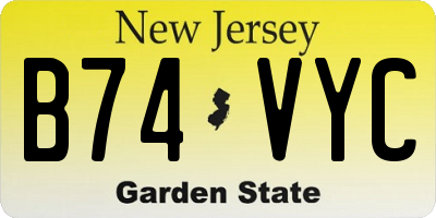 NJ license plate B74VYC