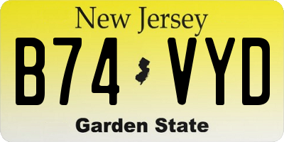 NJ license plate B74VYD