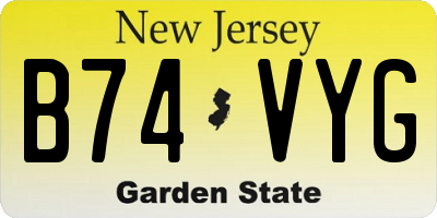 NJ license plate B74VYG