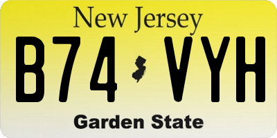 NJ license plate B74VYH