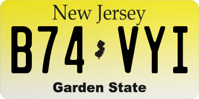 NJ license plate B74VYI