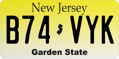 NJ license plate B74VYK