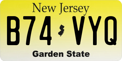 NJ license plate B74VYQ