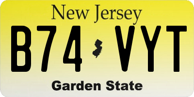 NJ license plate B74VYT