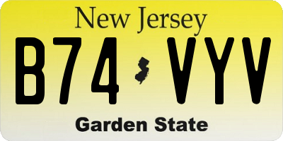 NJ license plate B74VYV