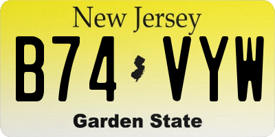 NJ license plate B74VYW