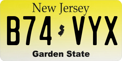 NJ license plate B74VYX
