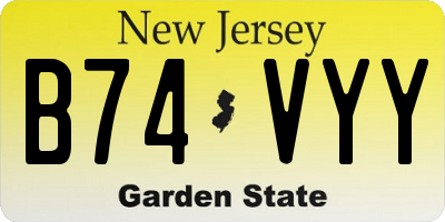 NJ license plate B74VYY
