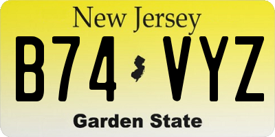 NJ license plate B74VYZ