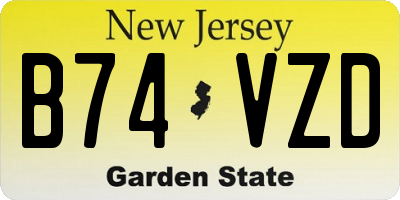 NJ license plate B74VZD
