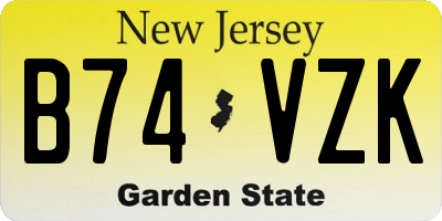 NJ license plate B74VZK