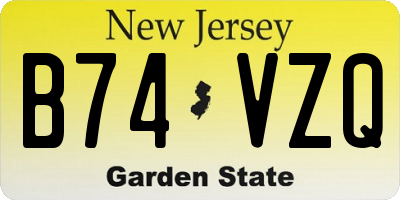 NJ license plate B74VZQ