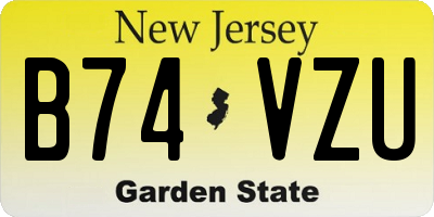 NJ license plate B74VZU