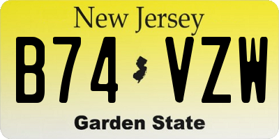 NJ license plate B74VZW