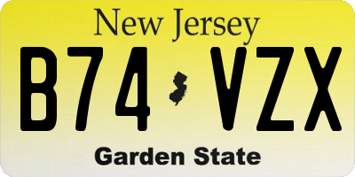 NJ license plate B74VZX