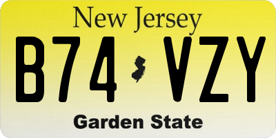 NJ license plate B74VZY