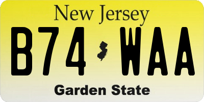 NJ license plate B74WAA