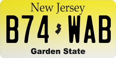 NJ license plate B74WAB