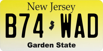 NJ license plate B74WAD