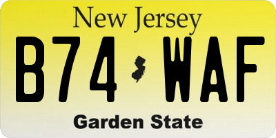 NJ license plate B74WAF