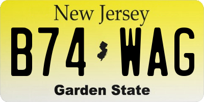 NJ license plate B74WAG