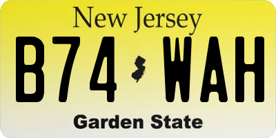 NJ license plate B74WAH