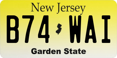 NJ license plate B74WAI