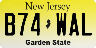 NJ license plate B74WAL