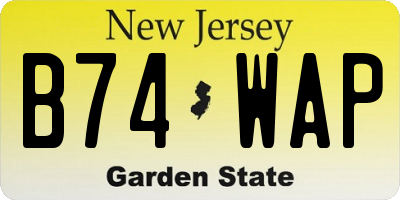 NJ license plate B74WAP