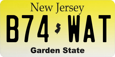 NJ license plate B74WAT
