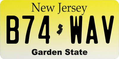 NJ license plate B74WAV