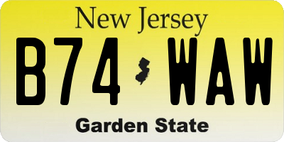 NJ license plate B74WAW