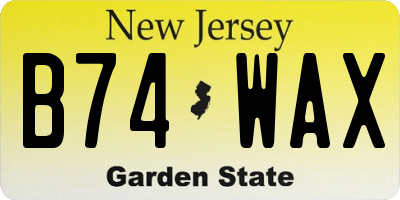 NJ license plate B74WAX