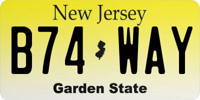 NJ license plate B74WAY