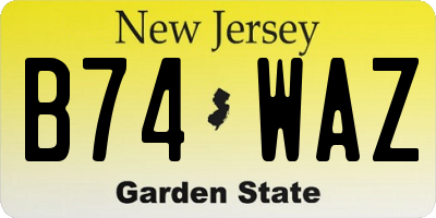NJ license plate B74WAZ