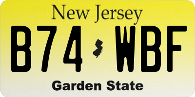 NJ license plate B74WBF