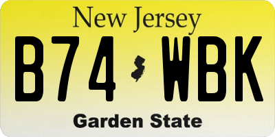 NJ license plate B74WBK