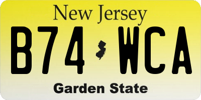 NJ license plate B74WCA