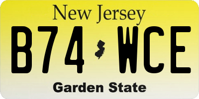 NJ license plate B74WCE