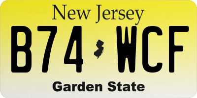 NJ license plate B74WCF