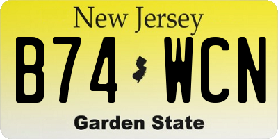 NJ license plate B74WCN