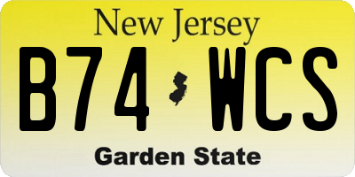 NJ license plate B74WCS